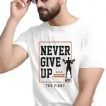 Never Give Up Motivational T-Shirt – Fitness Edition (Polyester)